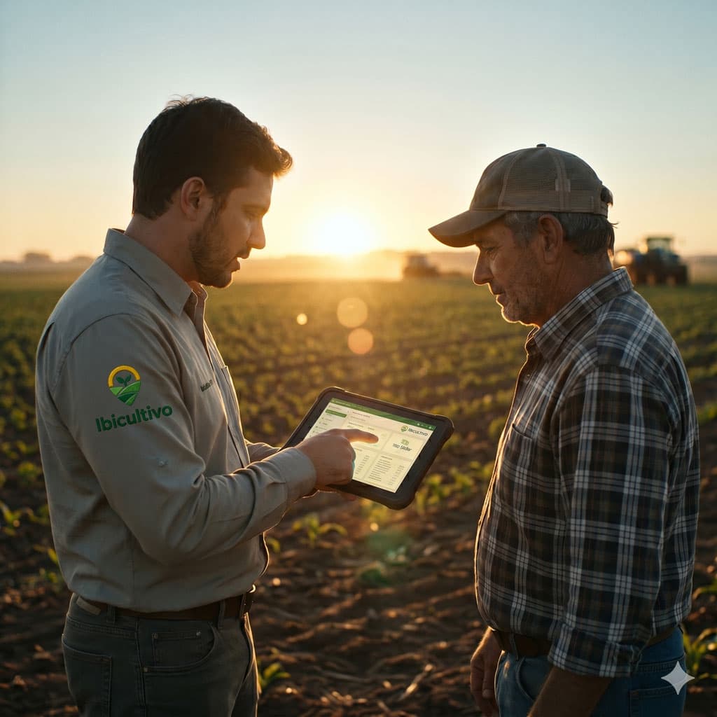 Técnico agrícola com tablet